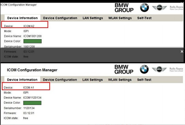 การเปรียบเทียบ BMW ICOM A2
